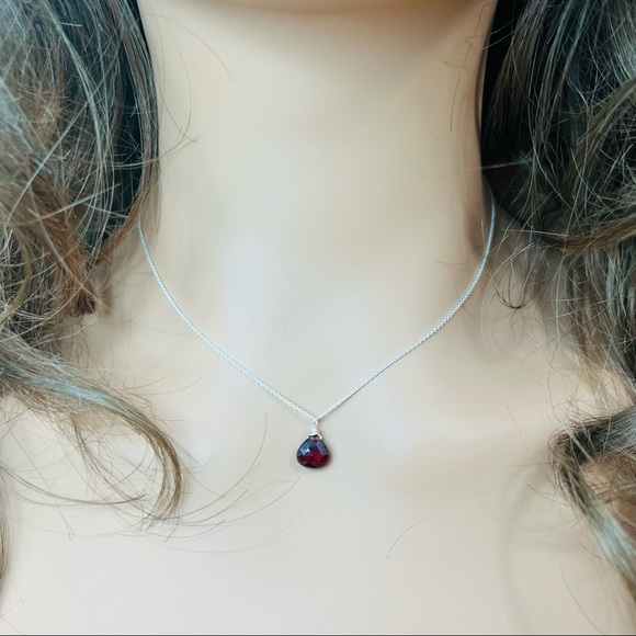 Red Garnet Sterling Silver Necklace - Picture 9 of 11